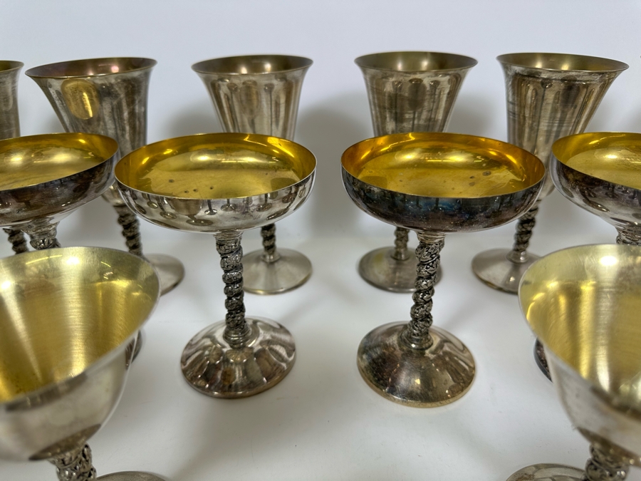 Collection Of Spanish Metal Stemware Glasses Goblets [Photo 8]