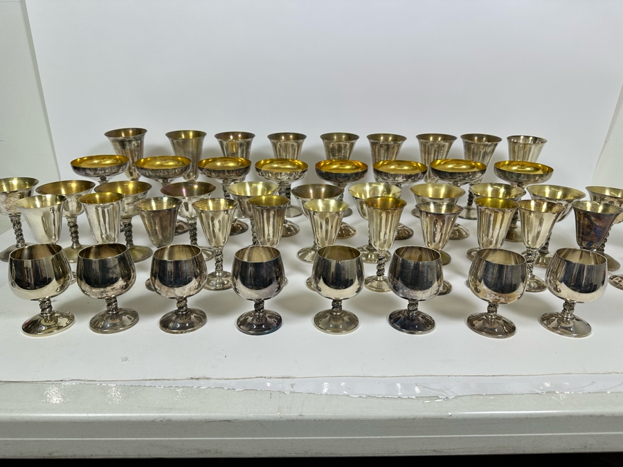 Collection Of Spanish Metal Stemware Glasses Goblets [Photo 3]