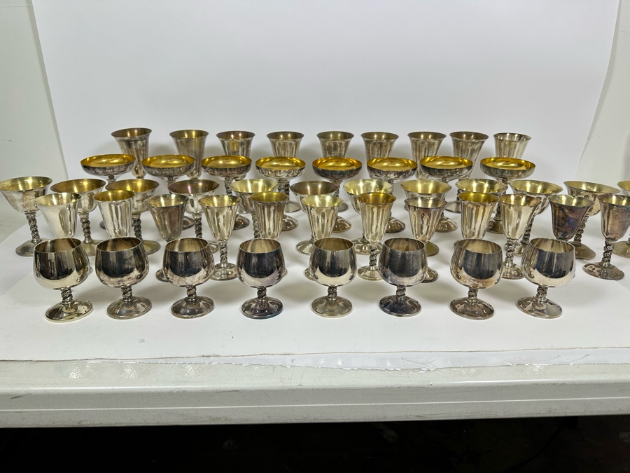 Collection Of Spanish Metal Stemware Glasses Goblets