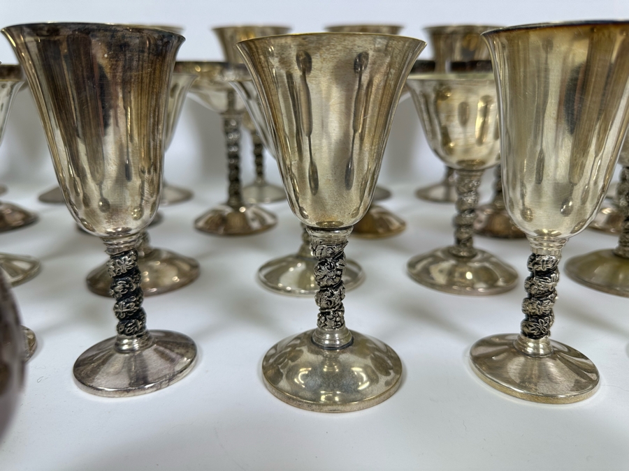 Collection Of Spanish Metal Stemware Glasses Goblets