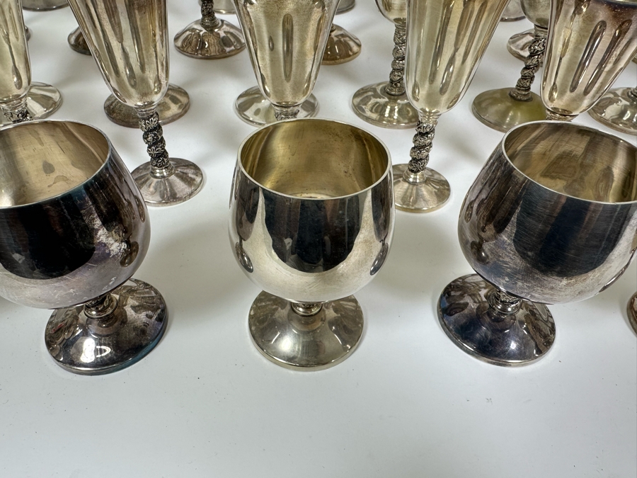 Collection Of Spanish Metal Stemware Glasses Goblets
