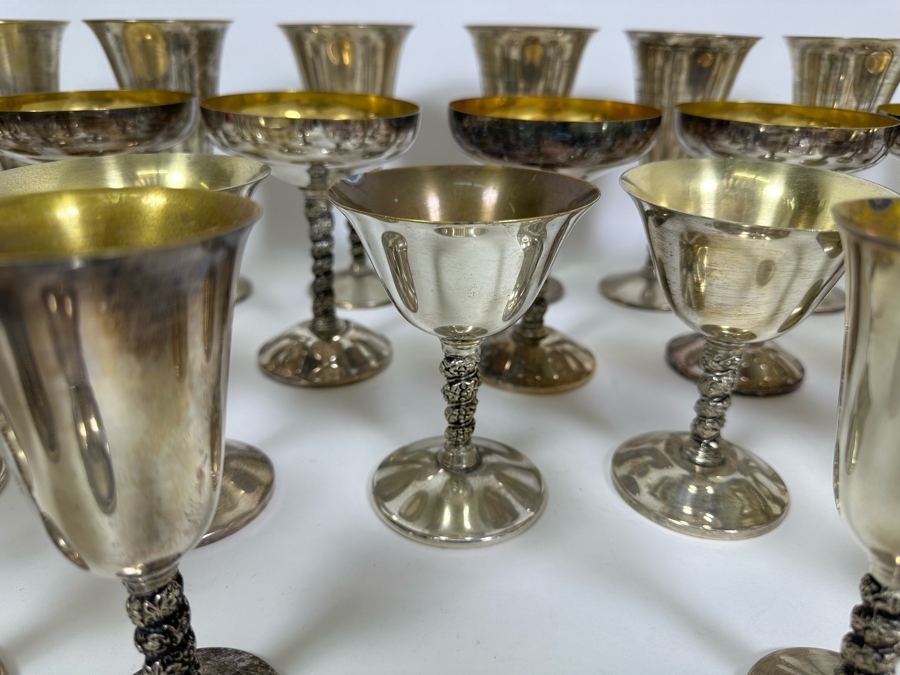 Collection Of Spanish Metal Stemware Glasses Goblets