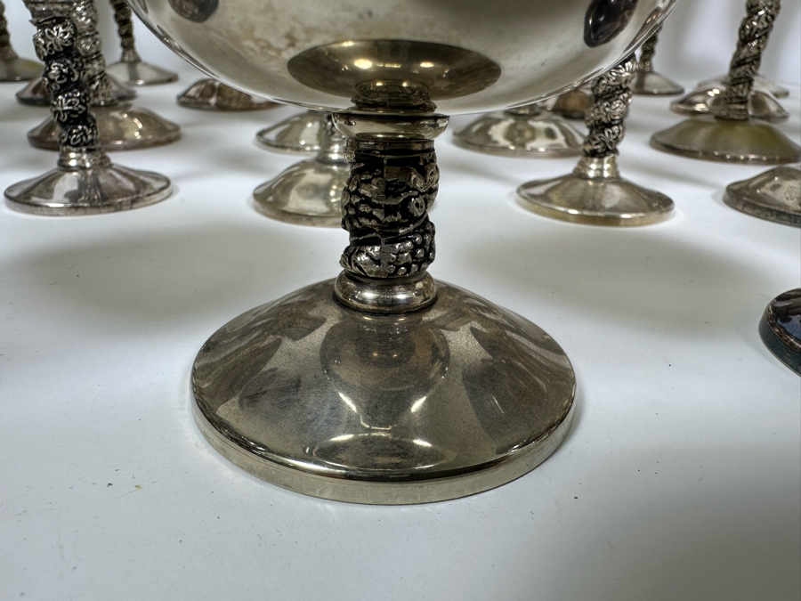 Collection Of Spanish Metal Stemware Glasses Goblets