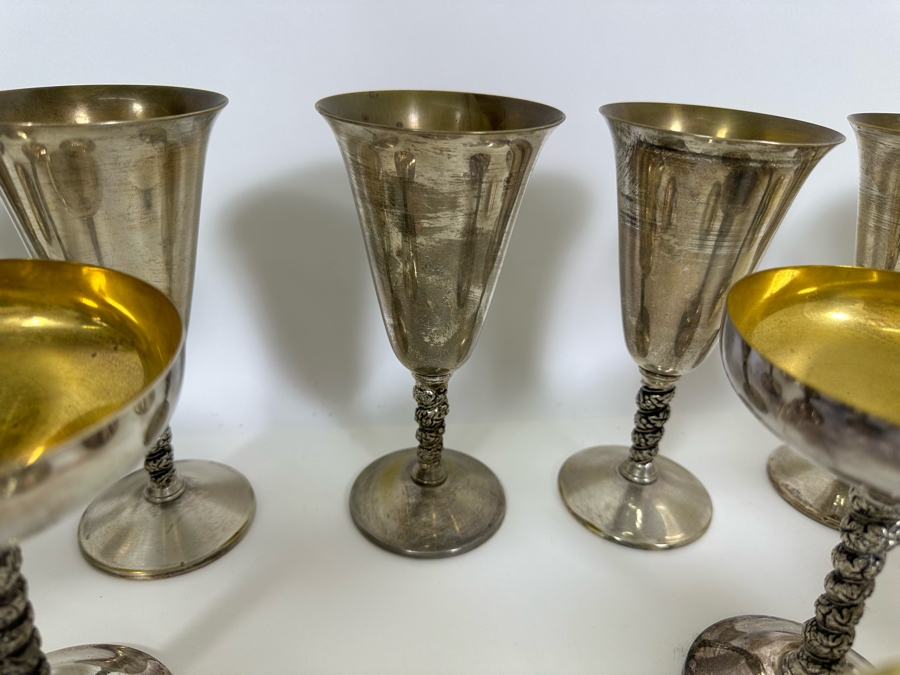 Collection Of Spanish Metal Stemware Glasses Goblets