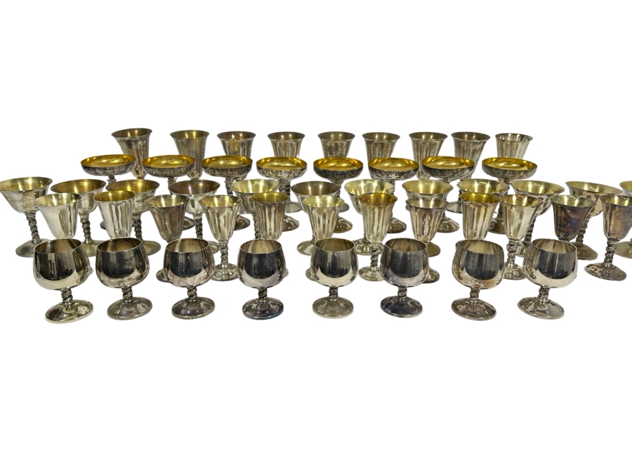 Collection Of Spanish Metal Stemware Glasses Goblets
