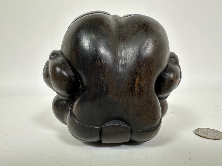 Carved Wooden Weeping Buddha Figurine 4.5W x 4.5H [Photo 6]