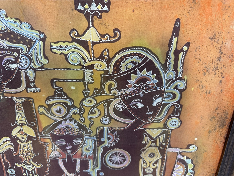 Vintage Mid-Century Indonesian Batik Painting Signed Yan 21 X 21 [Photo 6]