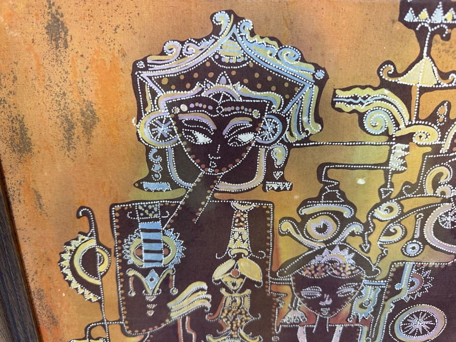 Vintage Mid-Century Indonesian Batik Painting Signed Yan 21 X 21 [Photo 5]