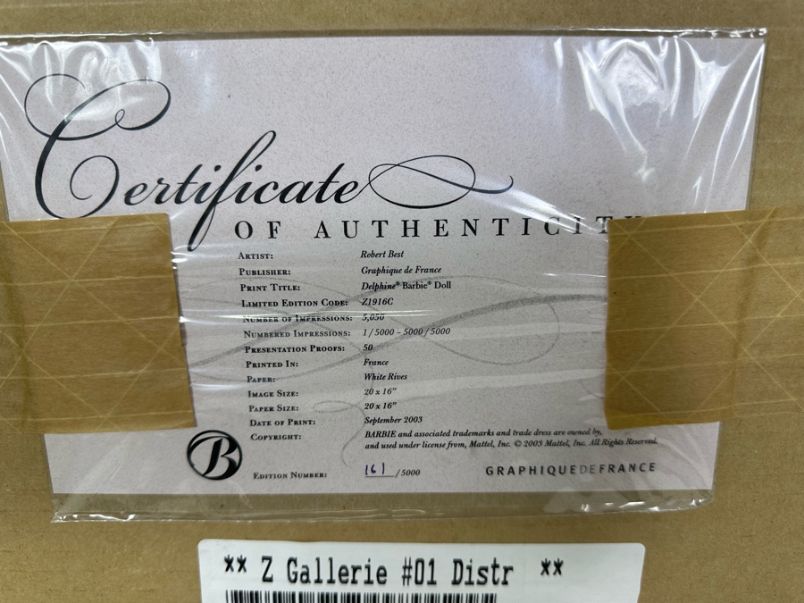 Barbie Fashion Model Collection Limited Edition Prints by Robert Best. Set of Four Including 'Lisette', 'In the Pink', 'Delphine' and 'Midnight Mischief'  [Photo 18]