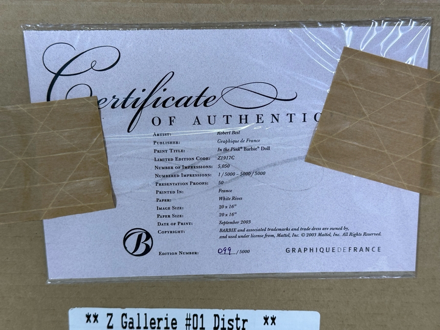 Barbie Fashion Model Collection Limited Edition Prints by Robert Best. Set of Four Including 'Lisette', 'In the Pink', 'Delphine' and 'Midnight Mischief'  [Photo 24]