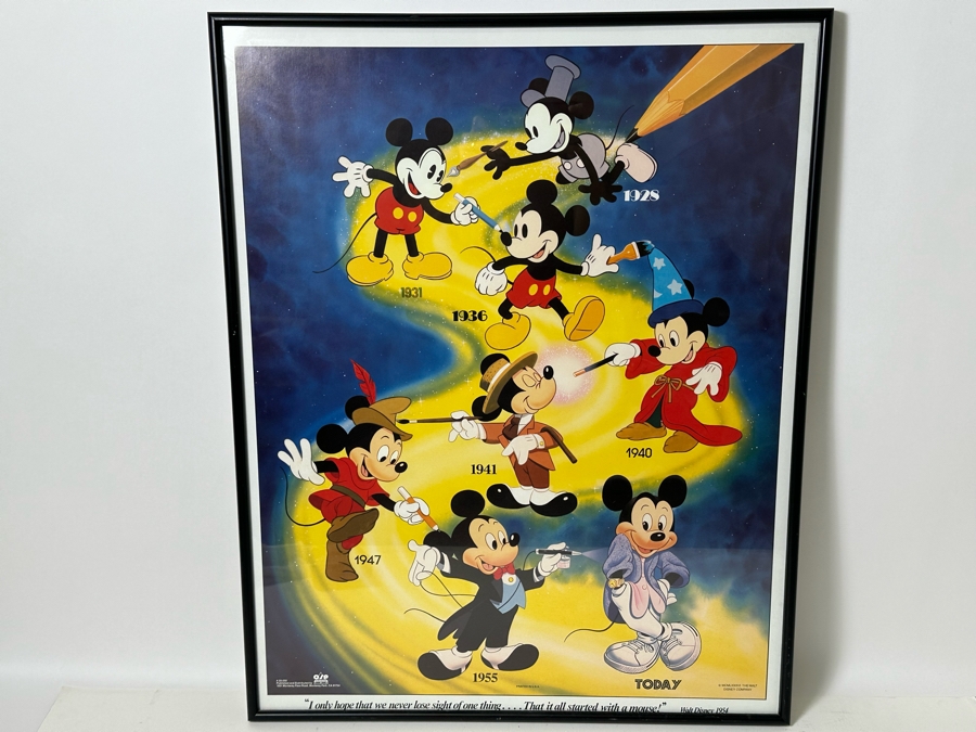Vintage 1986 The Walt Disney Company Mickey Mouse Poster Framed 23 X 29 [Photo 3]