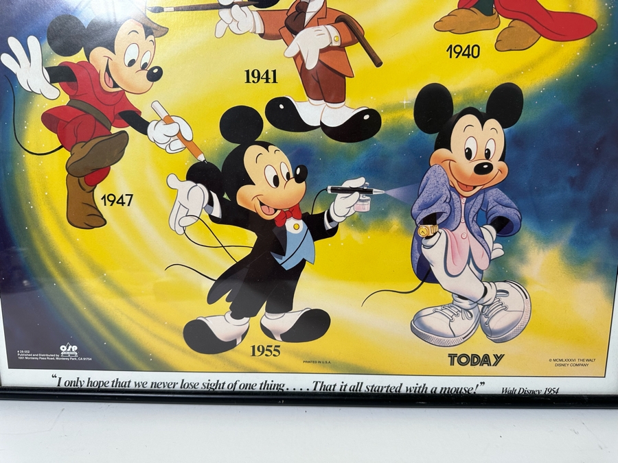 Vintage 1986 The Walt Disney Company Mickey Mouse Poster Framed 23 X 29 [Photo 9]