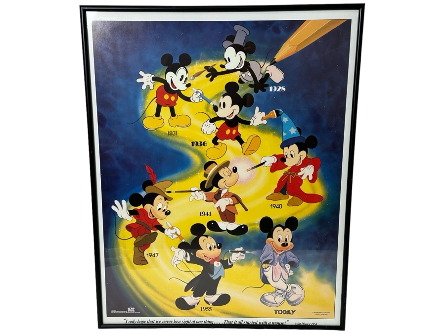 Vintage 1986 The Walt Disney Company Mickey Mouse Poster Framed 23 X 29 [Photo 1]