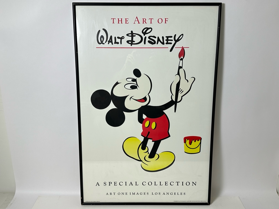 Vintage The Art of Walt Disney Mickey Mouse Poster Framed 25 X 37