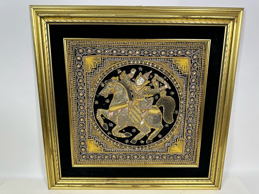 Vintage Indian Embroidery Framed 27.5 X 27.5 [Photo 3]