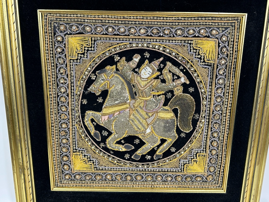 Vintage Indian Embroidery Framed 27.5 X 27.5 [Photo 4]