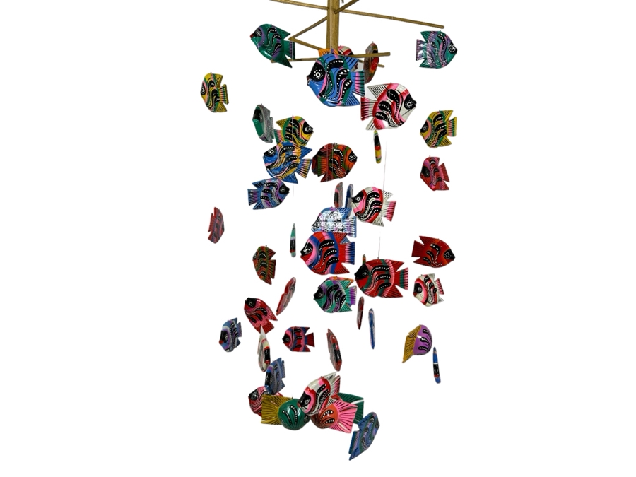 Vintage Hand Painted Fish Mobile 44H [Photo 1]