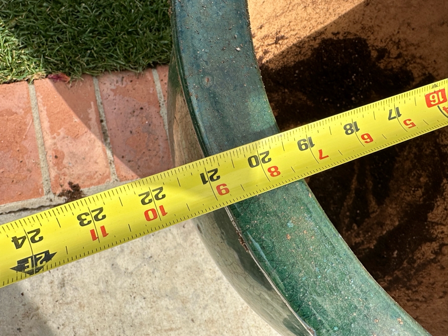 Large Green Glazed Outdoor Flower Pot 21W X 16H [Photo 5]