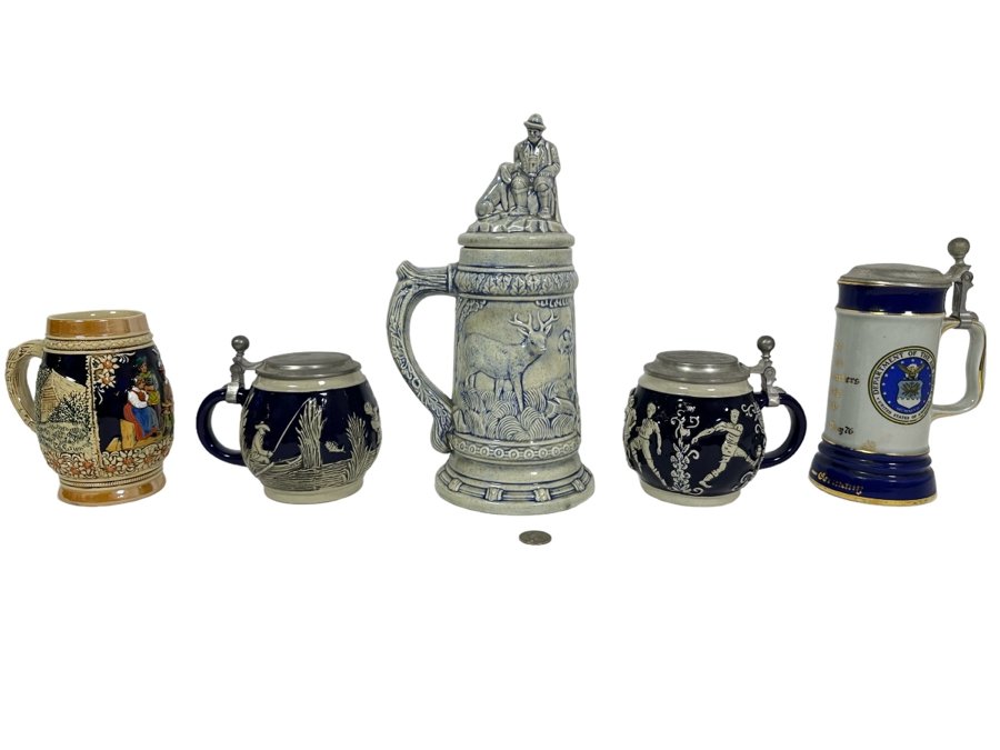 Collection Of Vintage German Beer Steins