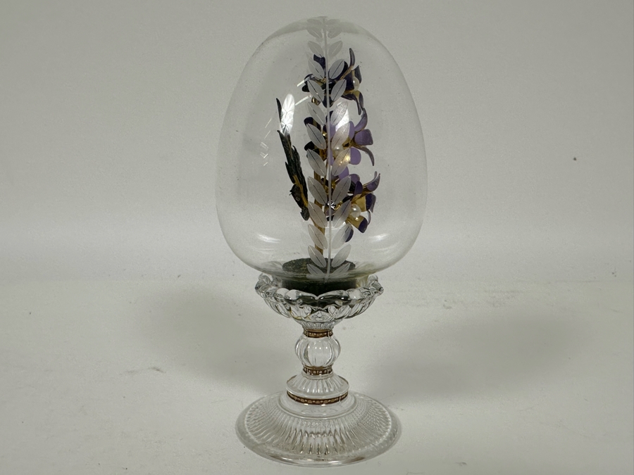 Vintage Franklin Mint House Of Faberge Austria Flower Bouquet Glass Egg 6H [Photo 5]