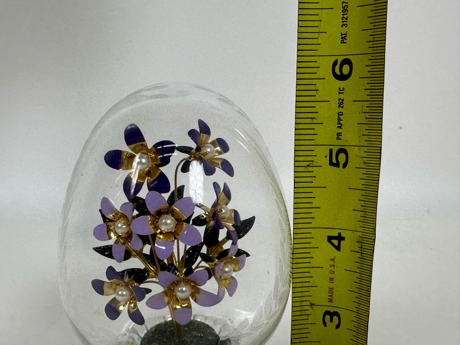Vintage Franklin Mint House Of Faberge Austria Flower Bouquet Glass Egg 6H [Photo 8]
