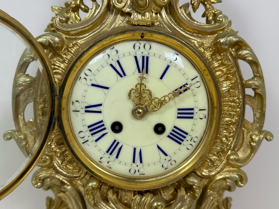 French Gilt Metal Mantel Clock - Seems To Run Fast - Needs Servicing 13.5W X 21.5H [Photo 5]