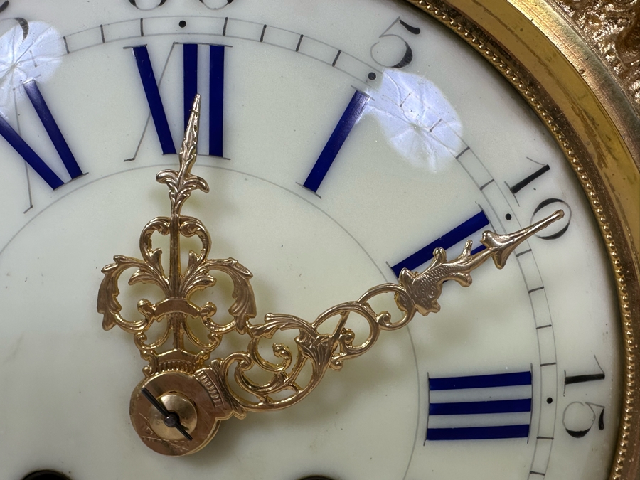 French Gilt Metal Mantel Clock - Seems To Run Fast - Needs Servicing 13.5W X 21.5H [Photo 6]