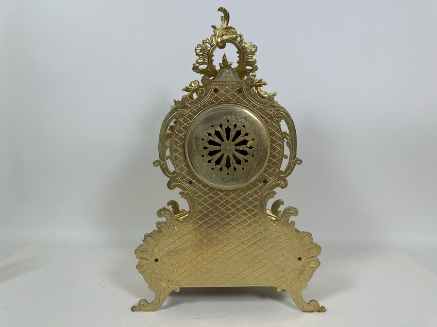 French Gilt Metal Mantel Clock - Seems To Run Fast - Needs Servicing 13.5W X 21.5H [Photo 21]