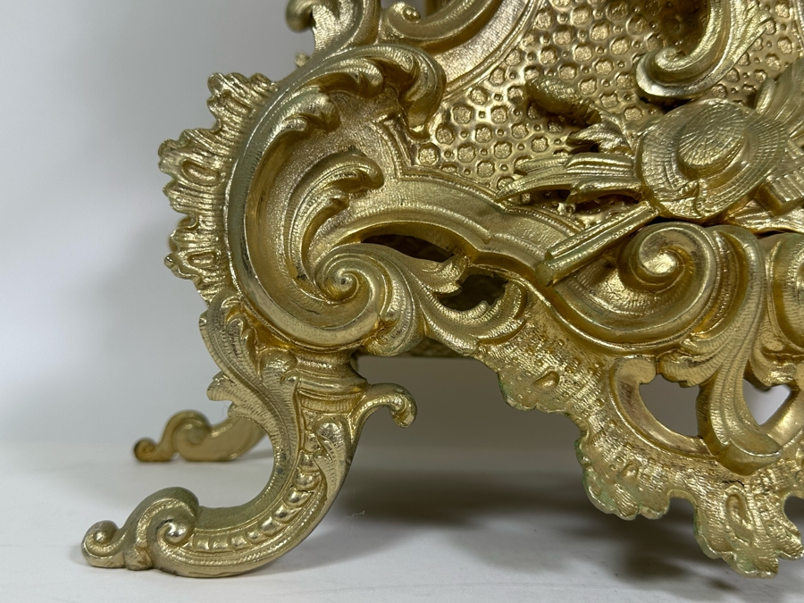French Gilt Metal Mantel Clock - Seems To Run Fast - Needs Servicing 13.5W X 21.5H [Photo 9]