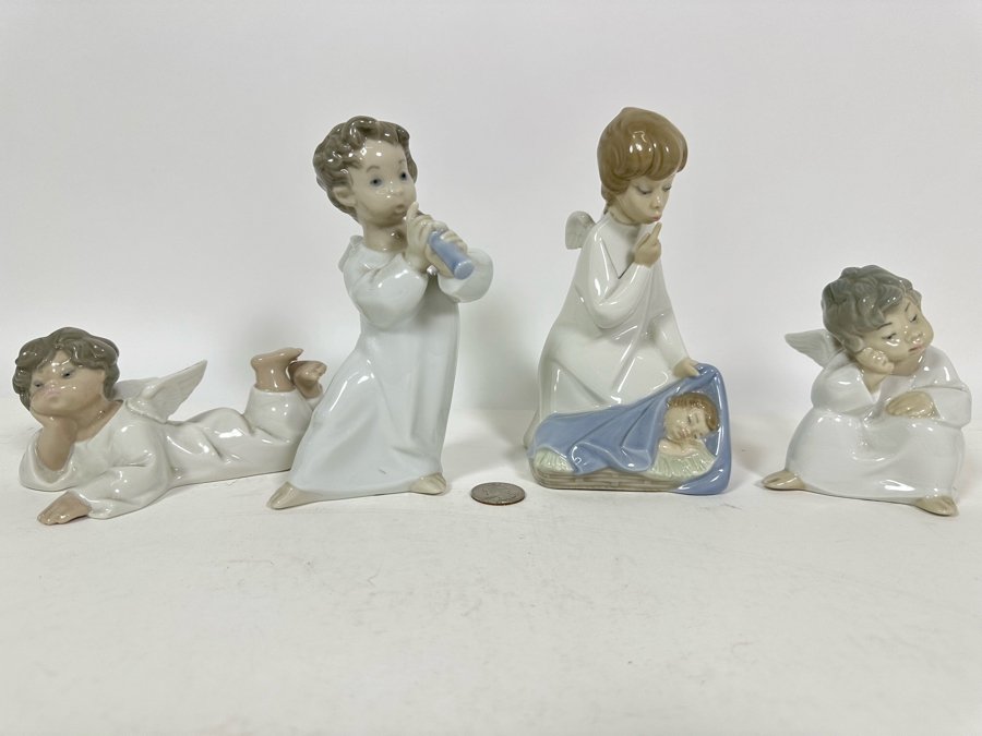 Collection Of Four Lladro Angel Figurines