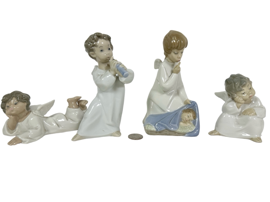 Collection Of Four Lladro Angel Figurines