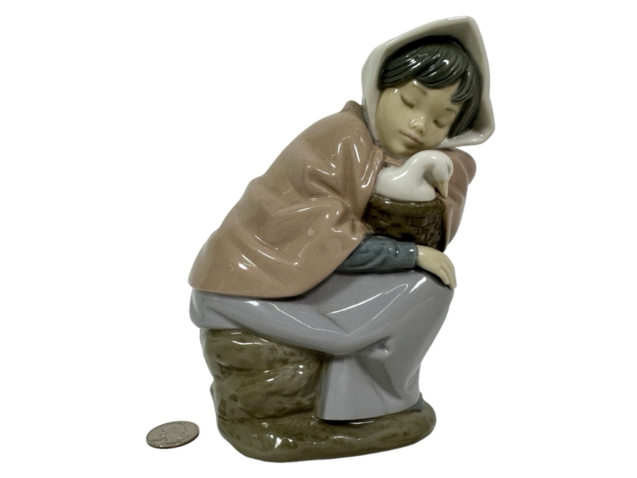 Vintage Nao By Lladro Figurine Sleeping Girl With Duck 6.5H