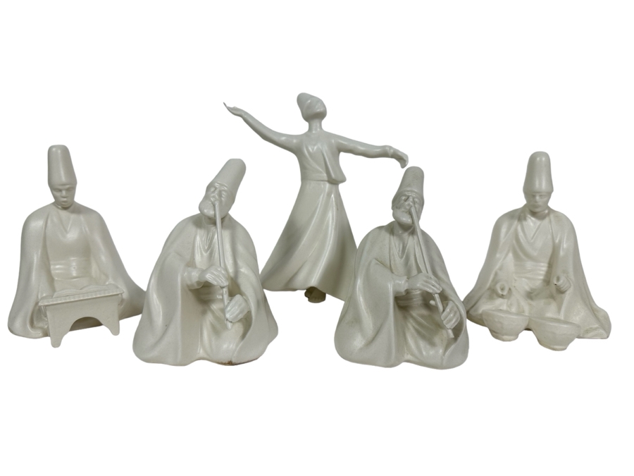 Collection Of Whirling Dervish Sufi Turkish Figurines White Ceramic