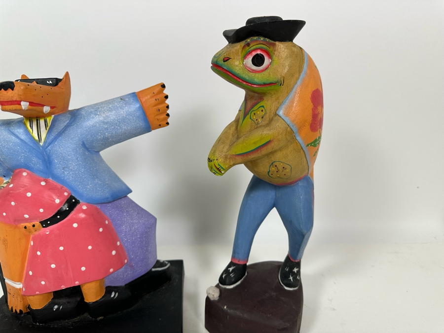 Pair Of Vintage Wooden Hand Painted Figurines 11H & 12.5H [Photo 6]