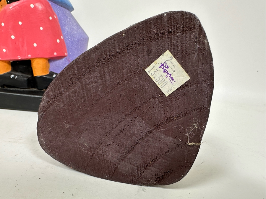 Pair Of Vintage Wooden Hand Painted Figurines 11H & 12.5H [Photo 9]