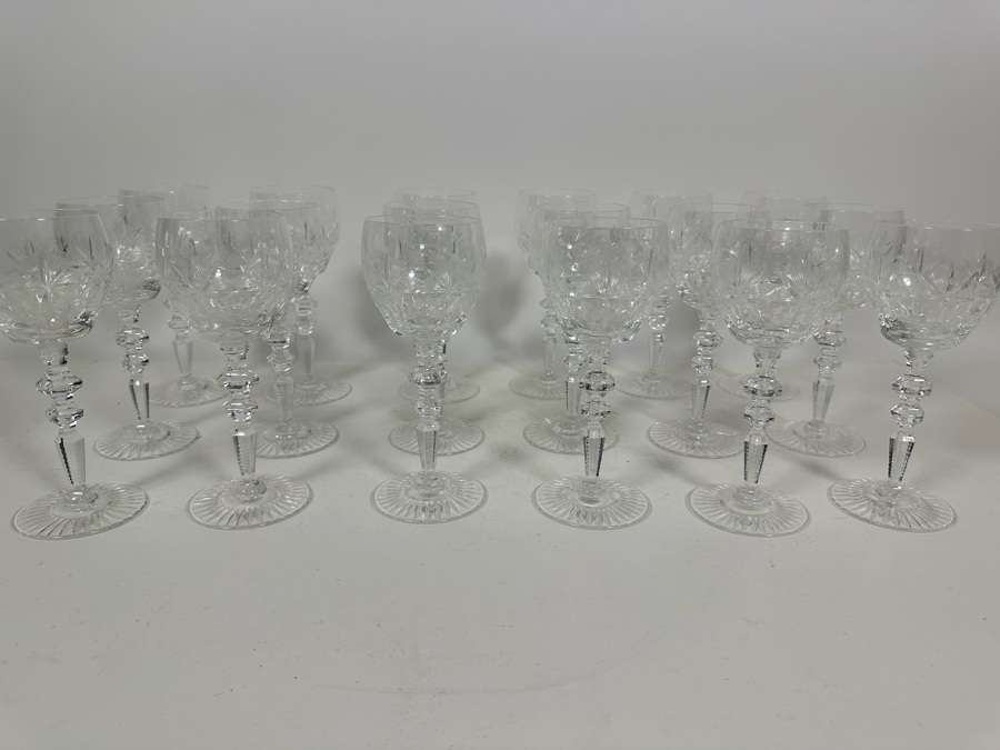 Eighteen Cut Crystal Stemware Glasses 