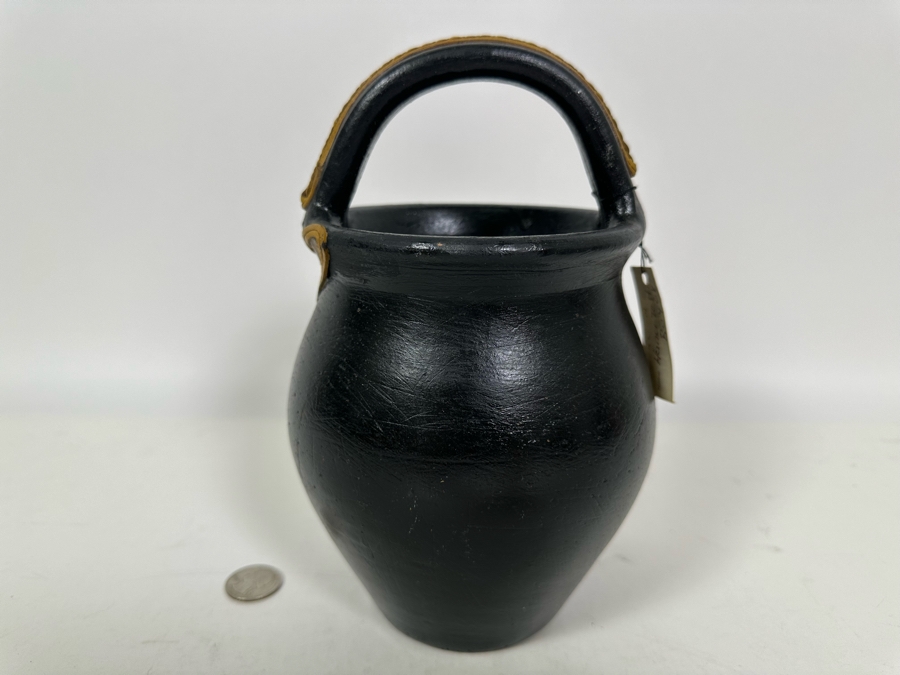 Studio Mixed-Media Art Pottery Handled Pot With Original Artisan Tags 9H [Photo 8]