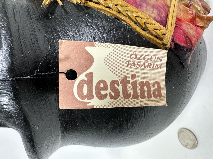 Studio Mixed-Media Art Pottery Handled Pot With Original Artisan Tags 9H [Photo 7]