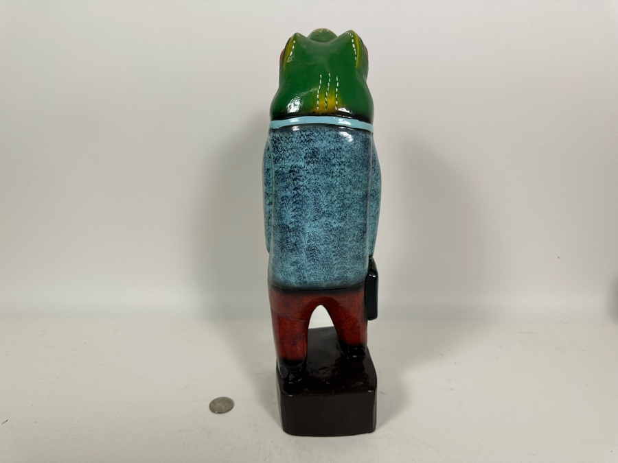 Hand Painted Wooden Frog Sculpture 14H [Photo 7]