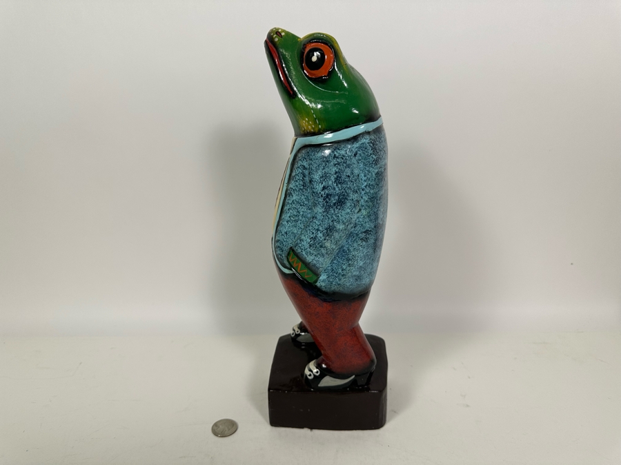Hand Painted Wooden Frog Sculpture 14H [Photo 6]