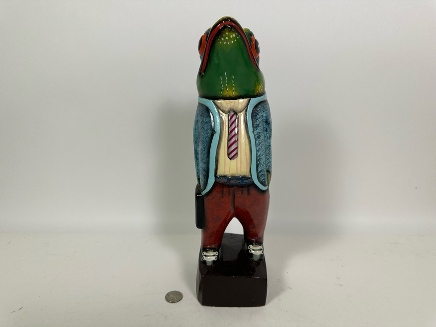 Hand Painted Wooden Frog Sculpture 14H [Photo 5]