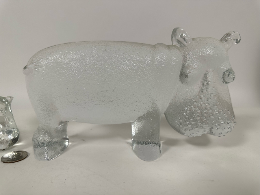 Pair Of Crystal Glass Rhinos [Photo 4]