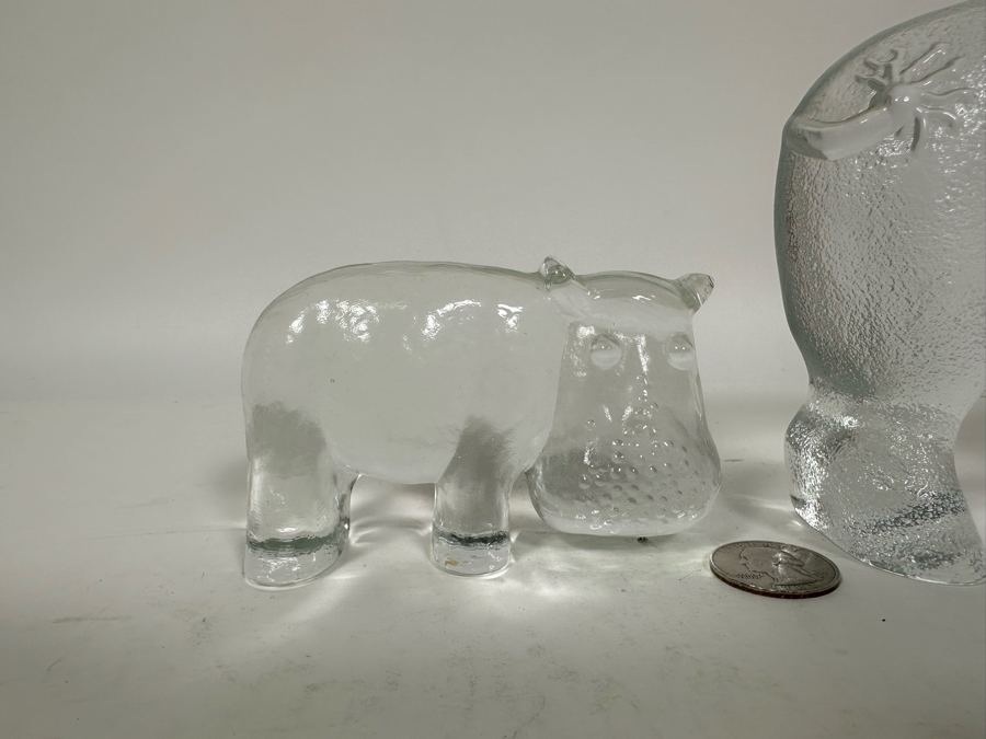 Pair Of Crystal Glass Rhinos [Photo 5]