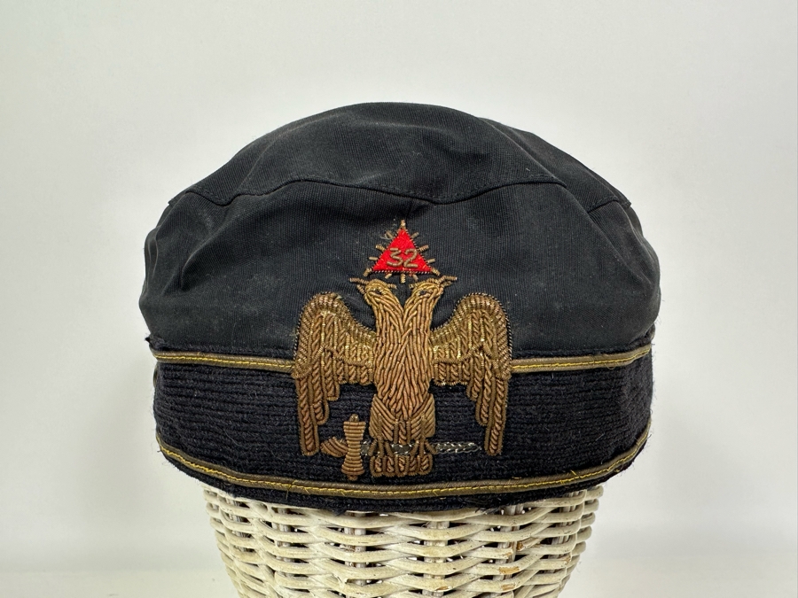 Vintage Masonic 32nd Degree Scottish Rite Cap With Two Headed Eagle Size 6 1/2 [Photo 2]