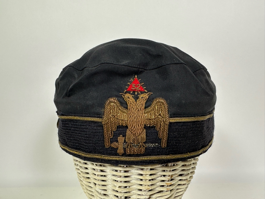 Vintage Masonic 32nd Degree Scottish Rite Cap With Two Headed Eagle Size 6 1/2 [Photo 3]