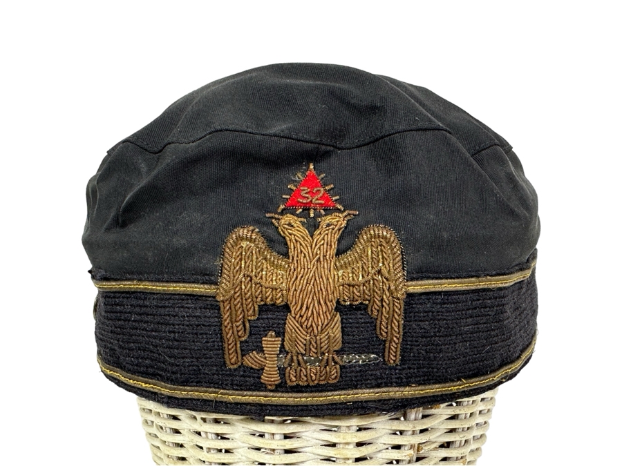 Vintage Masonic 32nd Degree Scottish Rite Cap With Two Headed Eagle Size 6 1/2