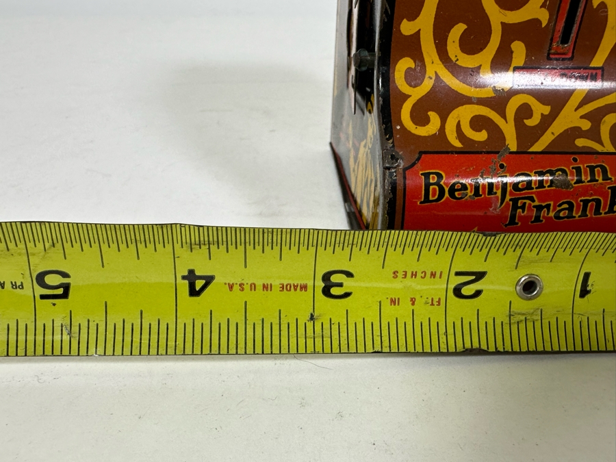 Vintage Benjamin Franklin Mechanical Metal Thrift Bank By Louis Marx & Co Toys 2.5W X 4D X 4H [Photo 11]