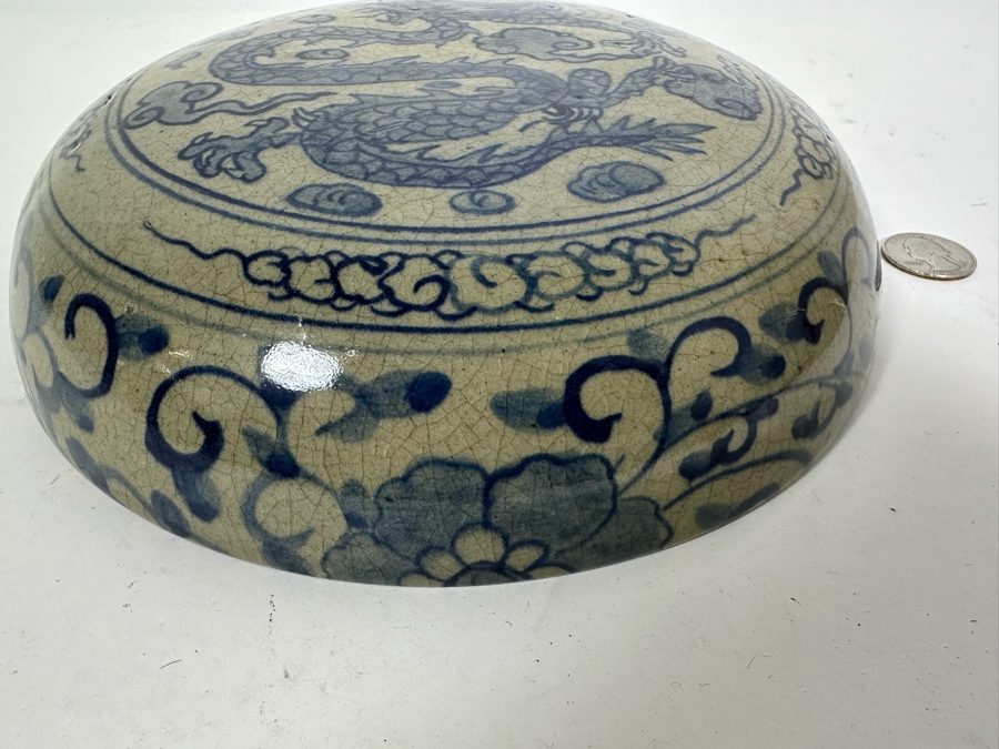 Vintage Chinese Porcelain Dragon Lid (Lid Only - No Pot) 9W X 2H [Photo 4]
