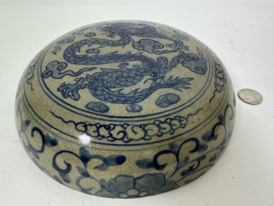 Vintage Chinese Porcelain Dragon Lid (Lid Only - No Pot) 9W X 2H [Photo 3]