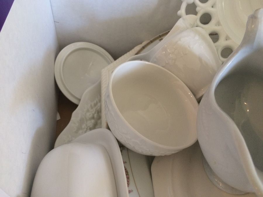 White Tableware Lot including Milk Glass Reticulated Bowl [Photo 4]